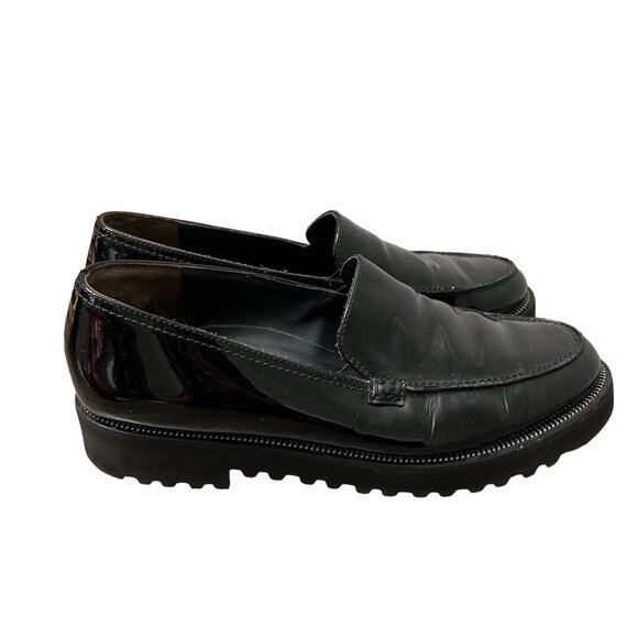 Paul Green Black Ariana Patent Leather Lug Sole Slip On Loafer Shoes Size 6 - Picture 3 of 8